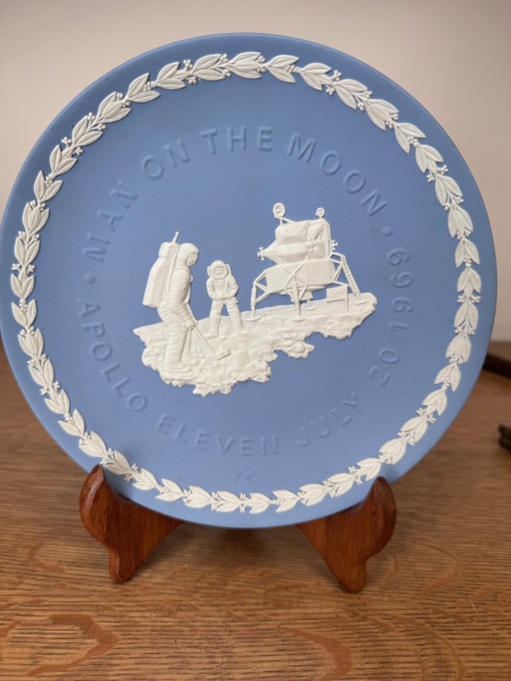 Wedgwood Jasperware Apollo 11 Plate 1969 Man on the Moon England Blue 8”